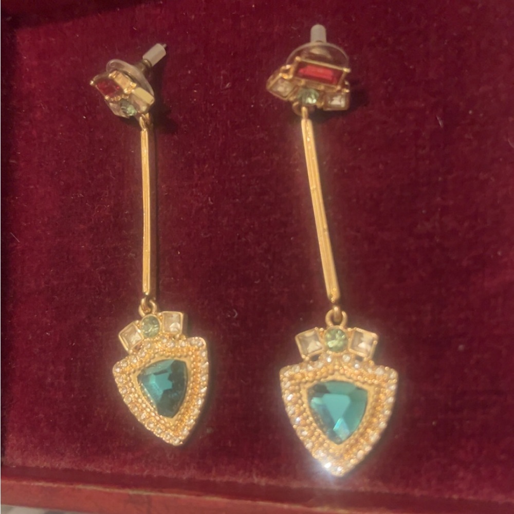Elegant Gold and Green Drop Earrings